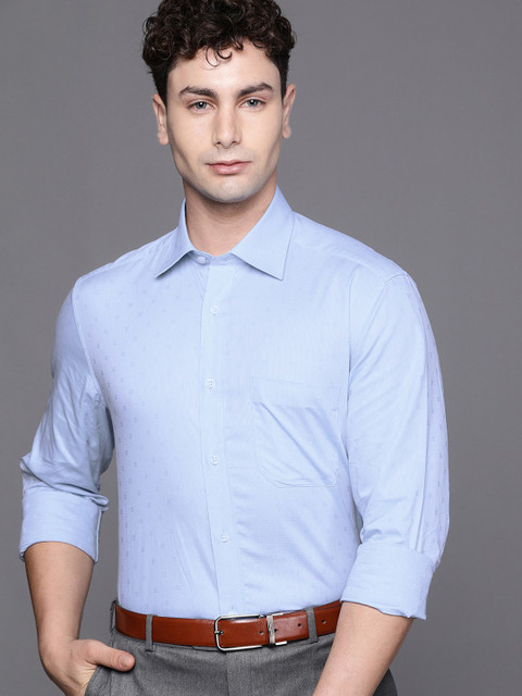 

Louis Philippe Men Blue Slim Fit Self Design Formal Shirt
