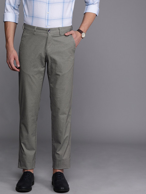 

Louis Philippe Sport Men Grey & White Slim Fit Printed Regular Trousers