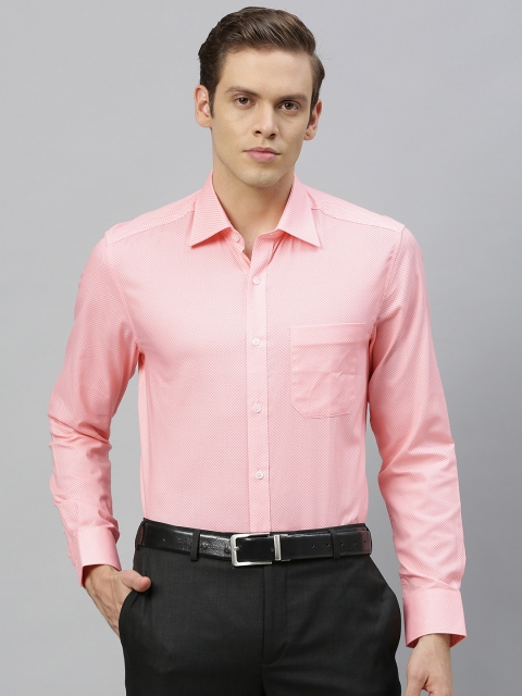 

Louis Philippe Men Pink & White Regular Fit Printed Formal Shirt