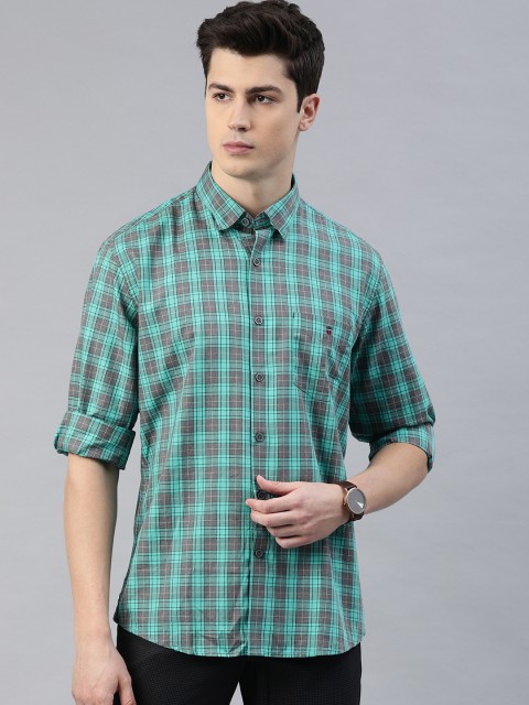 

Louis Philippe Sport Men Turquoise Blue & Grey Slim Fit Checked Casual Shirt