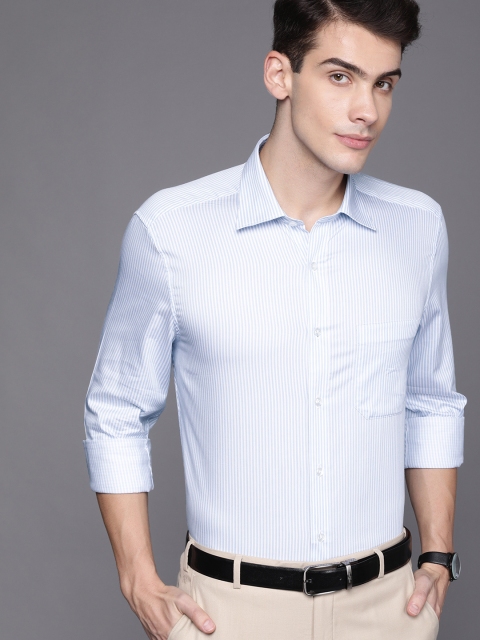 

Louis Philippe Men Blue & White Classic Regular Fit Striped Formal Shirt
