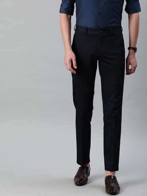 

Louis Philippe Men Navy Blue Slim Fit Solid Regular Trousers