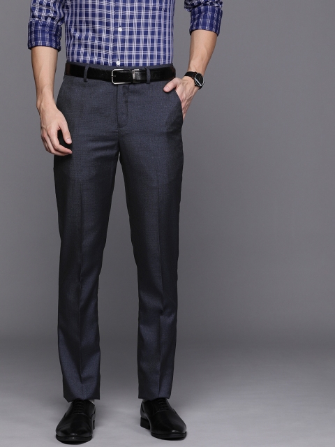 

Louis Philippe Men Navy Blue Slim Fit Solid Formal Trousers