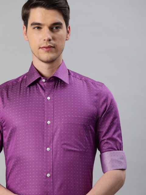 

Louis Philippe Men Purple & White Regular Fit Self Design Formal Shirt