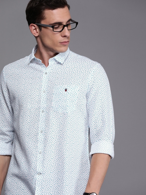 

Louis Philippe Sport Men White & Blue Slim Fit Printed Casual Shirt