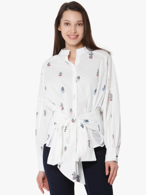 

Vero Moda Women White & Green Regular Fit Cactus Print Casual Shirt