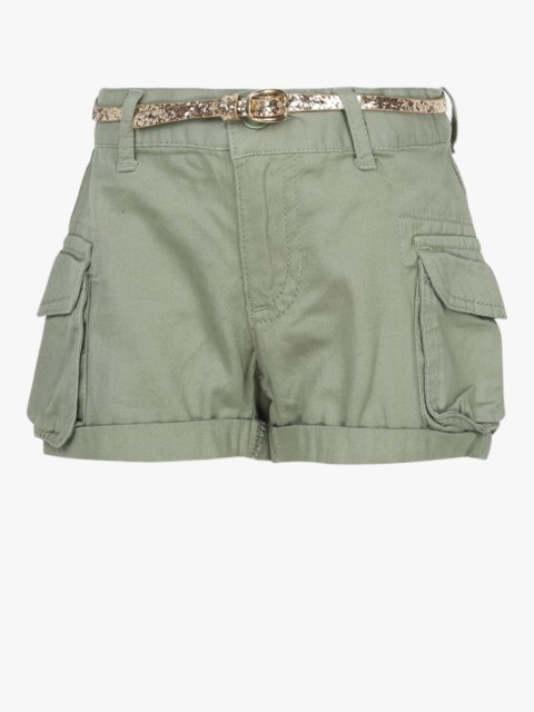 

The Childrens Place Girls Olive Green Cargo Shorts with Belt