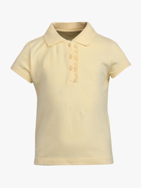 

The Childrens Place Girls Yellow Solid Ruffle Detail Polo Collar T-shirt