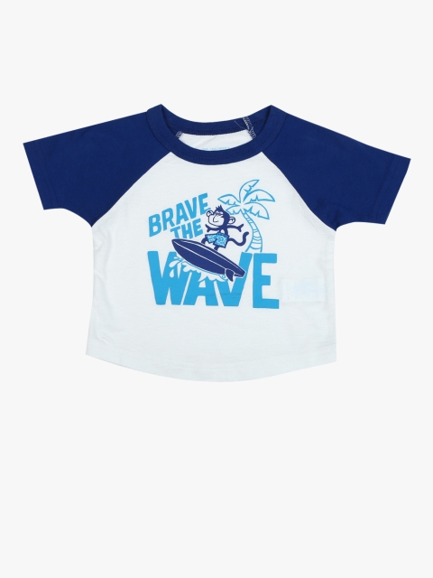 

The Childrens Place Boys White & Blue Printed T-shirt