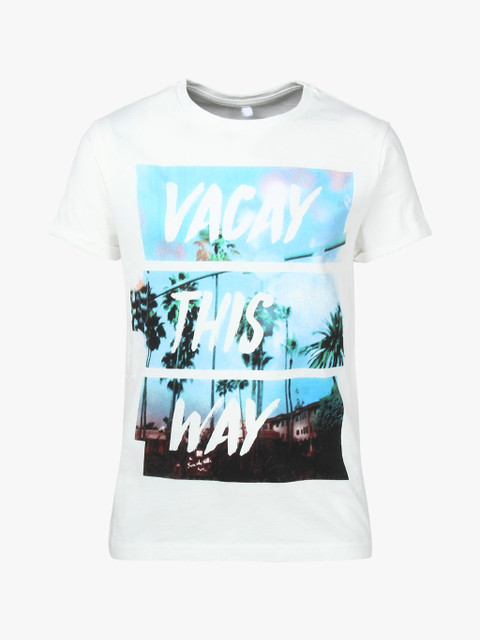 

Marks & Spencer Boys White & Blue Printed Round Neck T-shirt