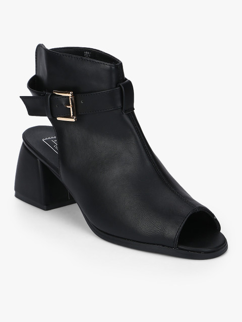 

Truffle Collection Women Black Solid Mid-Top Heeled Mules