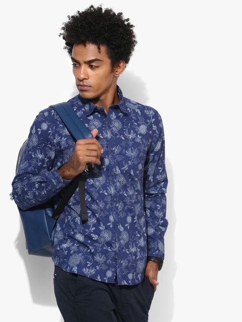 

Ed Hardy Men Blue Printed Slim Fit Casual Shirt