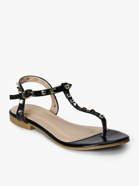 

Carlton London Women Black Studded T-Strap Flats