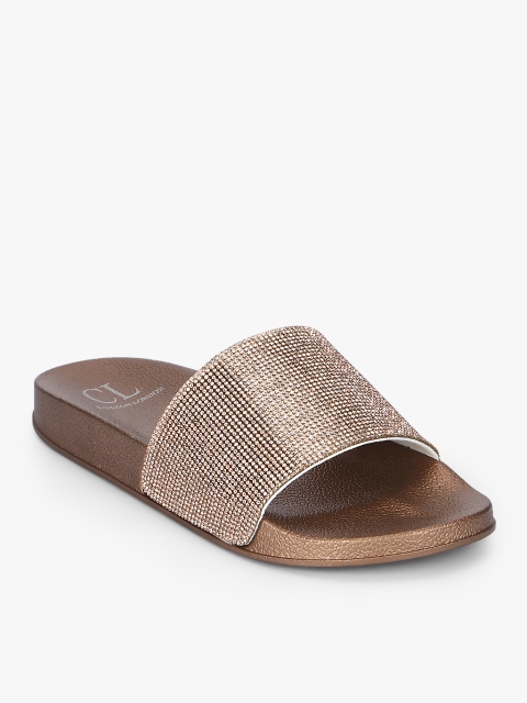 

Carlton London Women Rose Gold-Toned Embellished Open Toe Flats