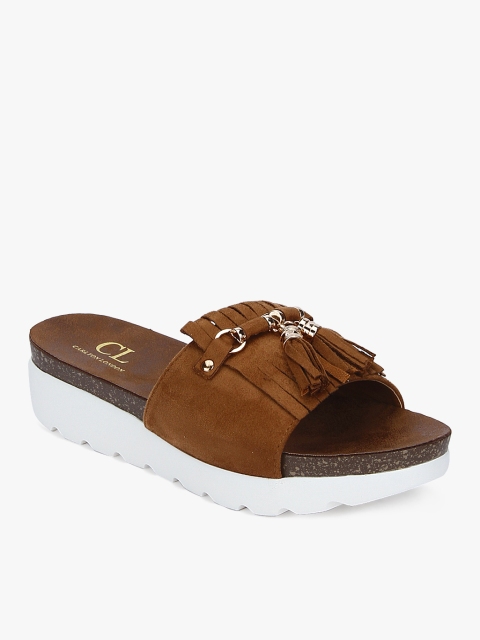 

Carlton London Women Tan Brown Tassel Design Platform Sandals