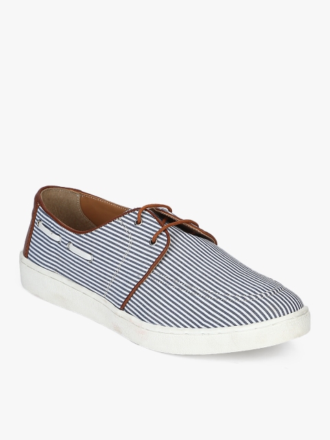 

Carlton London Men Blue & White Striped Boat Shoes
