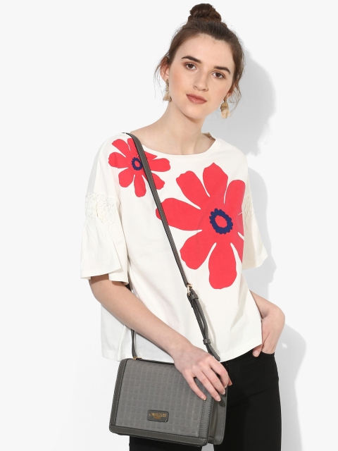 

United Colors of Benetton Women Off-White Printed Blouson Top