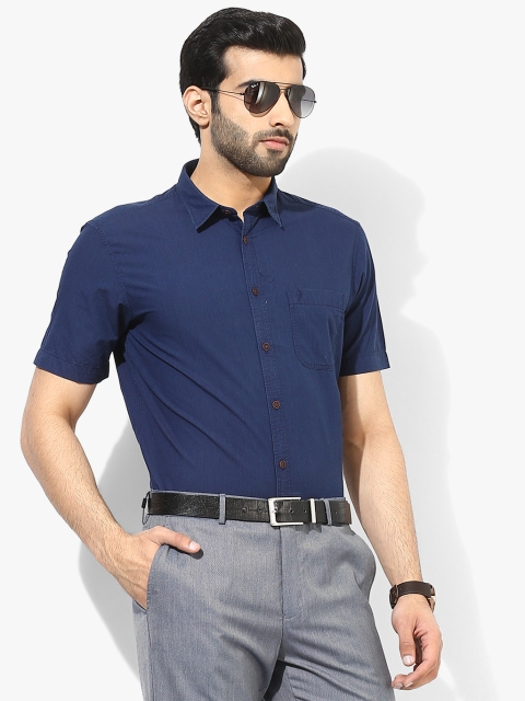 

Indian Terrain Men Navy Blue Slim Fit Solid Casual Shirt