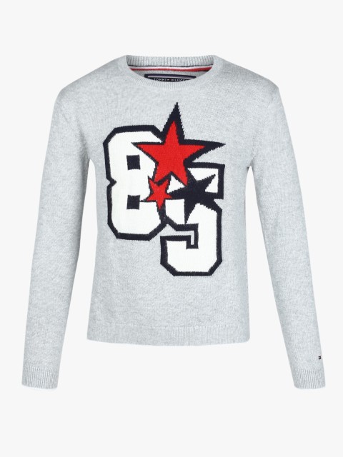 

Tommy Hilfiger Girls Grey Printed Pullover Sweater