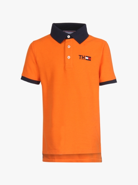 

Tommy Hilfiger Boys Orange Solid Polo Collar T-shirt