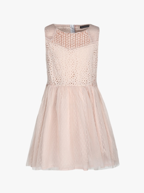 

Tommy Hilfiger Girls Pink Self Design Fit and Flare Dress