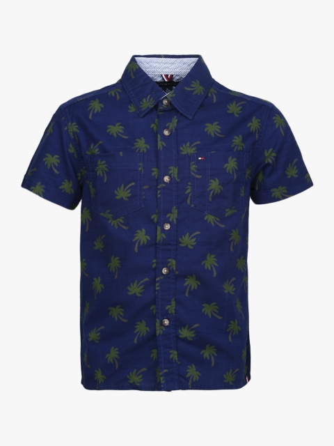 

Tommy Hilfiger Girls Navy Blue & Olive Green Regular Fit Printed Casual Shirt