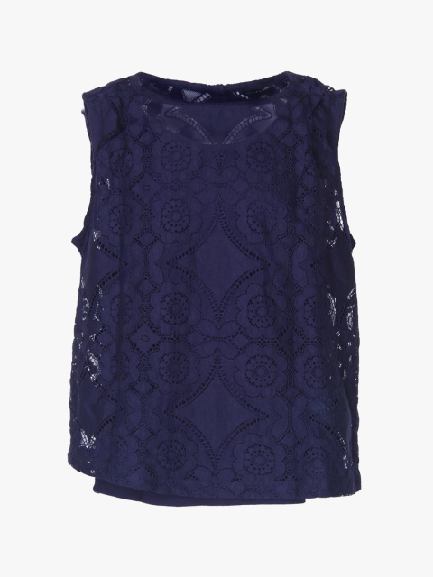 

Tommy Hilfiger Girls Navy Blue Self Design Top