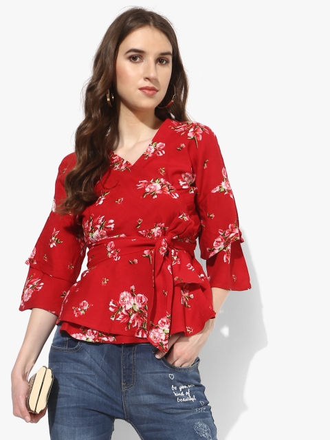 

MIAMINX Women Red & White Printed Top