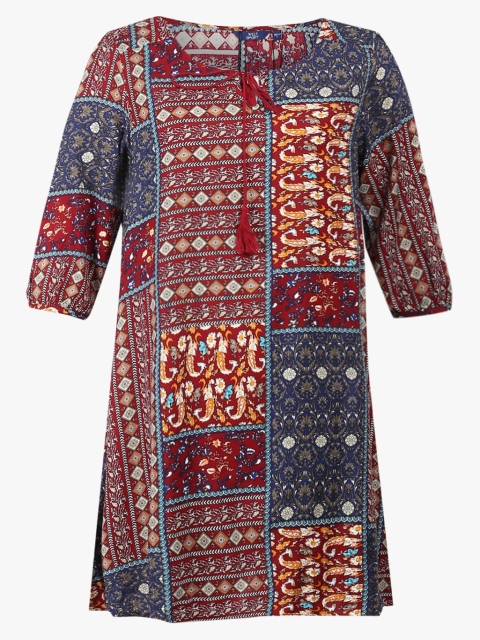 

Wills Lifestyle Women Maroon Printed A-Line Dress