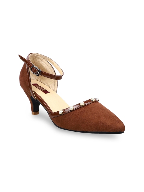 

SHUZ TOUCH Women Tan Brown Solid Pumps