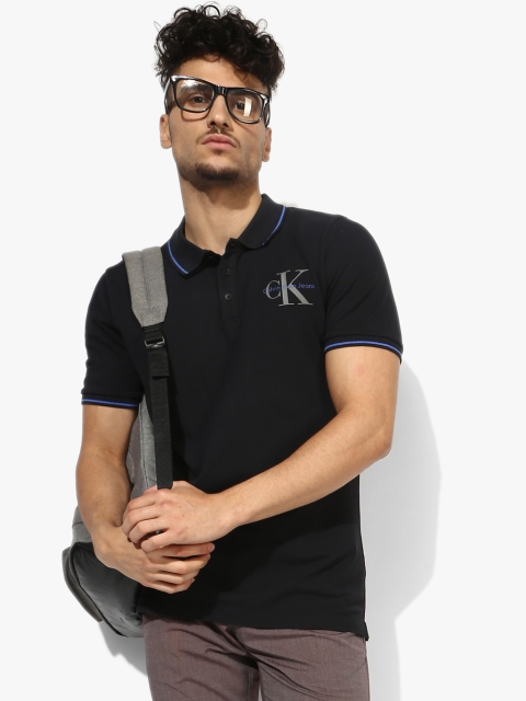 

Calvin Klein Jeans Men Black Solid Polo Collar T-shirt