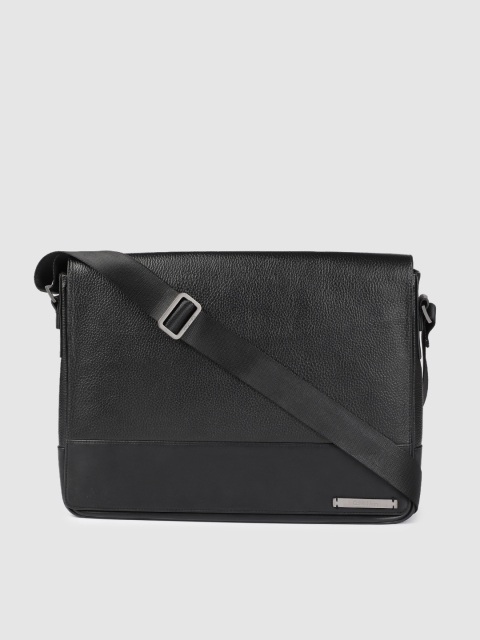 

Calvin Klein Jeans Men Black Solid Leather Laptop Bag
