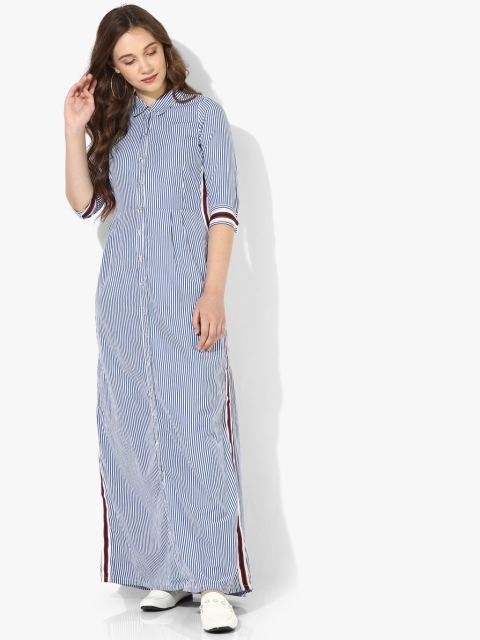 

MIAMINX Women Blue Striped Maxi Dress