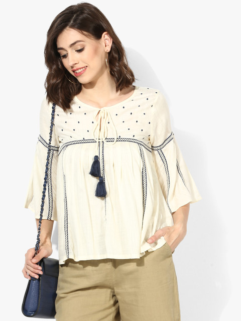 

MIAMINX Women Beige Printed Top