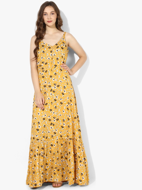 

MIAMINX Women Mustard Printed Maxi Dress
