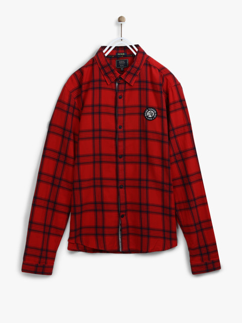 

Indian Terrain Boys Red & Black Regular Fit Checked Casual Shirt