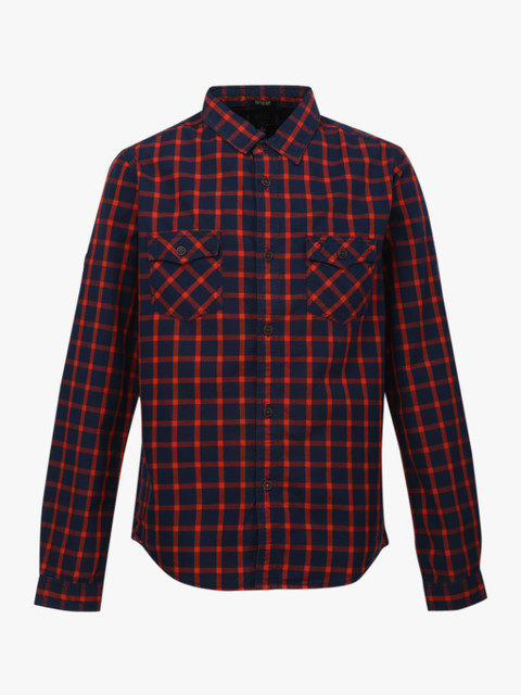 

Indian Terrain Boys Navy Blue & Red Regular Fit Checked Casual Shirt