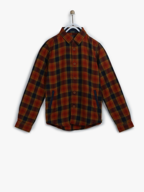 

Indian Terrain Boys Brown & Black Regular Fit Checked Casual Shirt