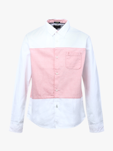 

Indian Terrain Boys White & Pink Regular Fit Colourblocked Casual Shirt