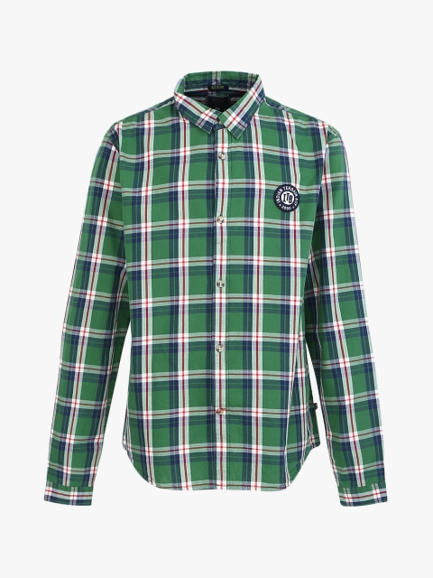 

Indian Terrain Boys Green & White Regular Fit Checked Casual Shirt