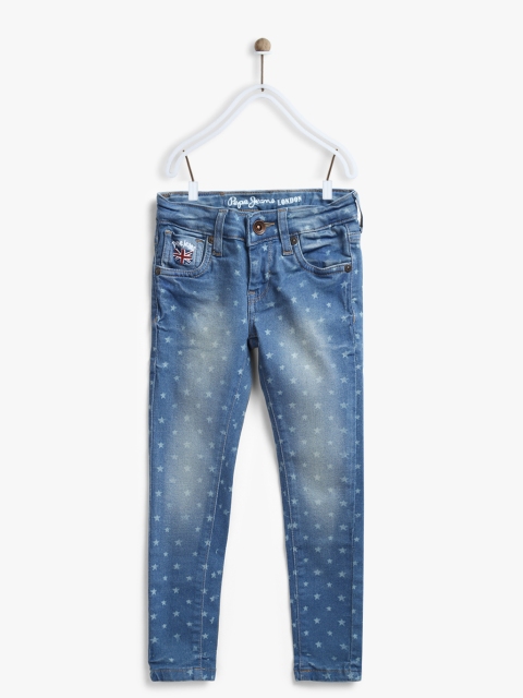 

Pepe Jeans Girls Blue Skinny Fit Mid-Rise Star Print Clean Look Stretchable Jeans