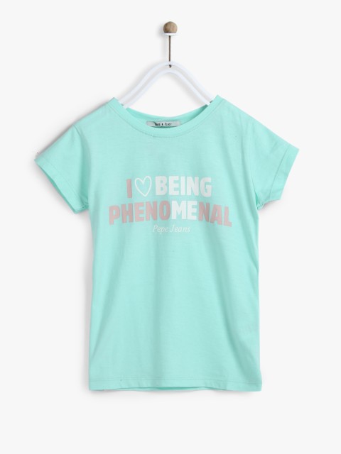 

Pepe Jeans Girls Blue Printed Round Neck T-shirt