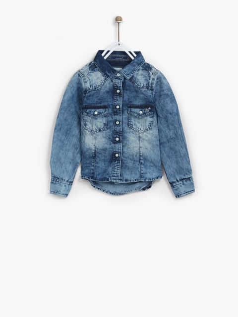 

Pepe Jeans Boys Blue Regular Fit Faded Denim Shirt