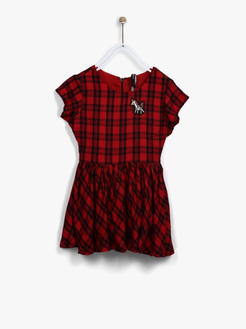 

Pepe Jeans Girls Red & Black Checked Fit & Flare Dress