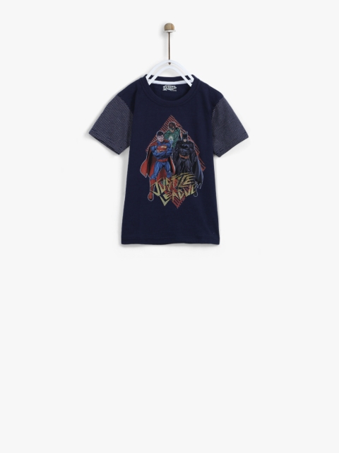

Eteenz Boys Navy Blue Superhero Print Round Neck T-shirt