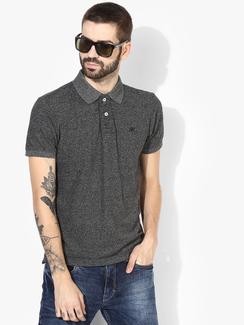 

Aeropostale Men Charcoal Solid Polo Collar T-shirt