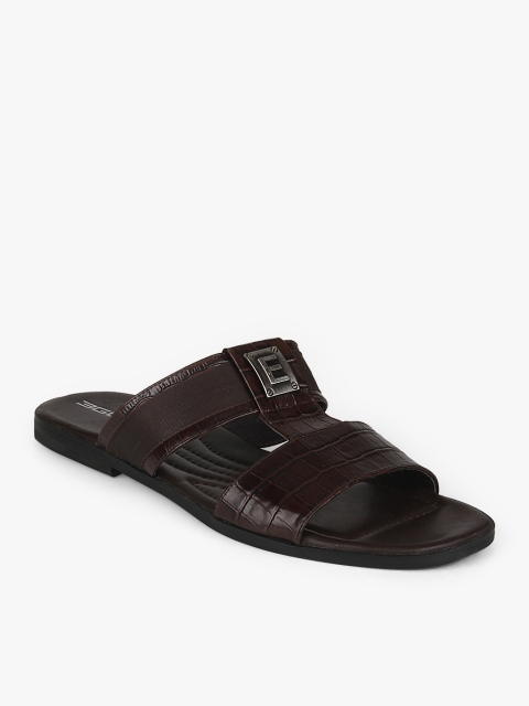 

Egle Men Coffee Brown Leather Croc Textured Comfort Sandals