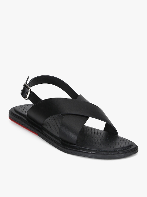 

Egle Men Black Leather Comfort Sandals