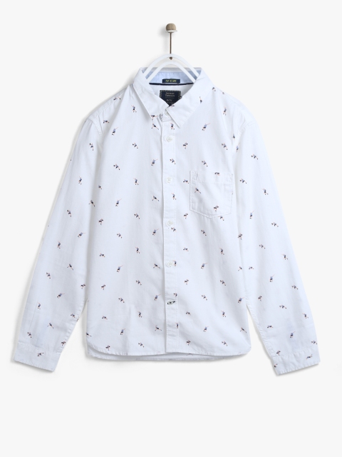 

Indian Terrain Boys White & Blue Regular Fit Printed Casual Shirt