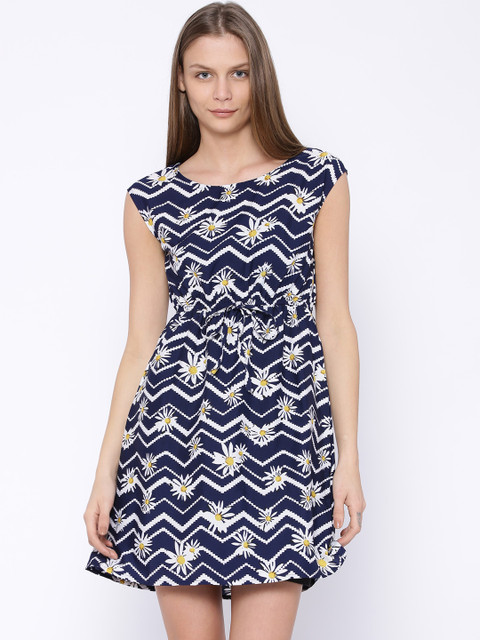 

Honey by Pantaloons Navy Floral Print Fit & Flare Dress, Navy blue